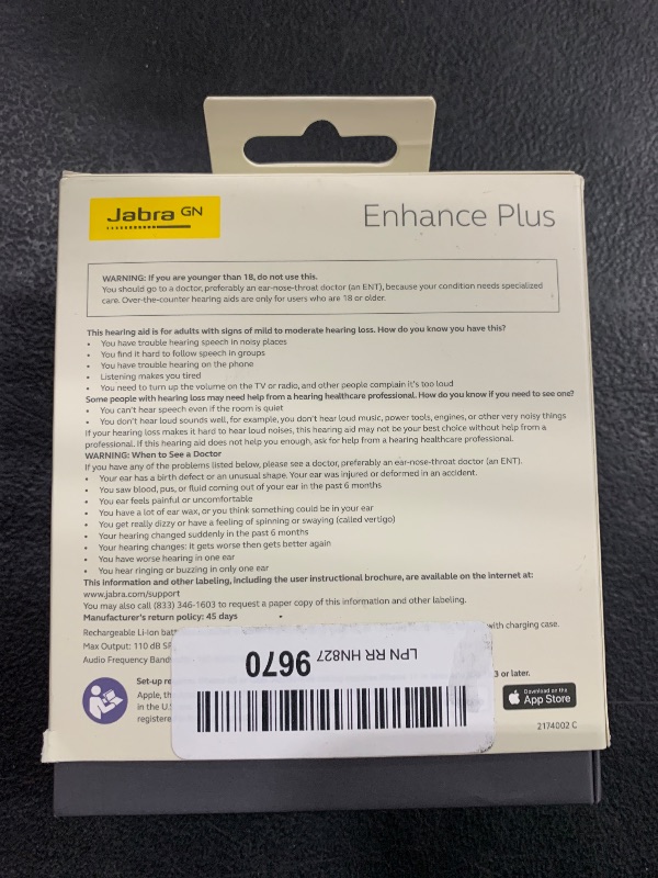 Photo 3 of Jabra Enhance Plus Self-Fitting OTC Rechargeable Hearing Aids for Advanced Hearing Enhancement, Music and Calls – (Incompatible with Android) 4 Mics and Powerful Speakers, Made for iPhone – Gold Beige