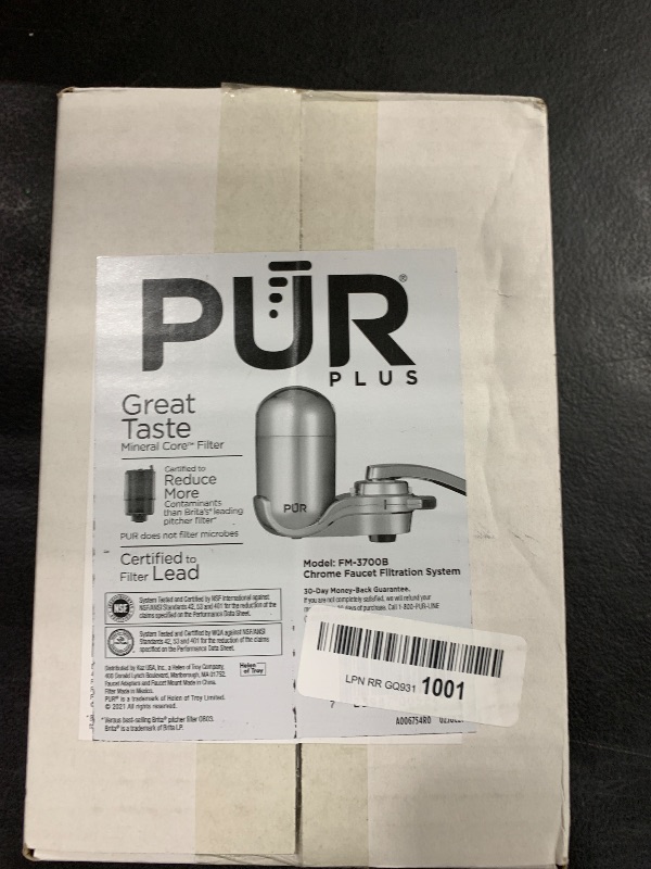 Photo 1 of PUR PLUS Vertical Faucet Mount Water Filtration System with 3-in-1 Lead Reducing Filter for Great-Tasting Filtered Tap Water, Lasts 100 Gallons, Fits Most Kitchen or Bathroom Faucets, Chrome