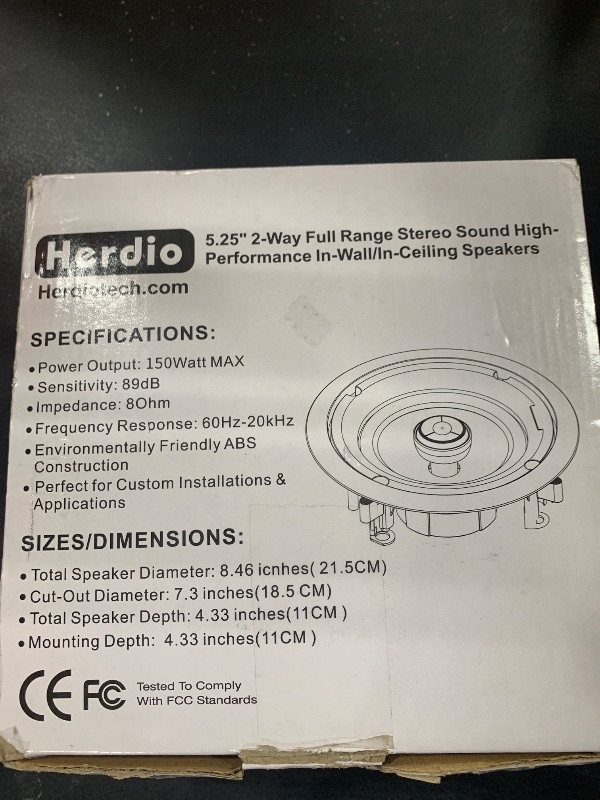 Photo 1 of Herdio 5.25 Inch Bluetooth Ceiling Speakers Home Recessed Speaker System 300 Watts Suitable for Humid,Kitchen,Bedroom,Bathroom,Covered Patio (A Pair)