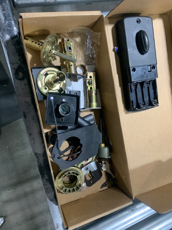 Photo 1 of Amazon Basics - Traditional Electronic Keypad Deadbolt Door Lock with Passage Lever, Matte Black, 1-Pack