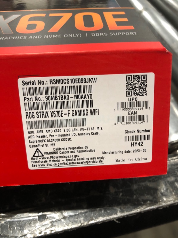Photo 4 of ASUS ROG STRIX X670E-F GAMING WIFI AMD X670 AM5 Ryzen Desktop 9000 8000 & 7000 ATX Motherboard, 18+2 Power Stages, DDR5, 4x M.2