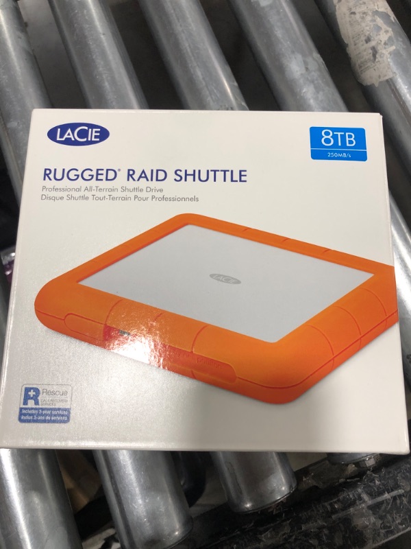 Photo 2 of LaCie Rugged Raid Shuttle 8TB External Hard Drive Portable HDD - USB-C USB 3.0 Compatible, Drop Shock Dust Water Resistant, for Mac and PC Computer Desktop Laptop, 1 Mo Adobe CC (STHT8000800)