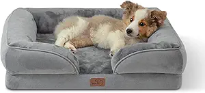 Photo 1 of Bedsure Orthopedic Dog Bed for Medium Dogs - Waterproof Dog Sofa Beds Medium, Supportive Foam Pet Couch Bed with Removable Washable Cover, Waterproof Lining and Nonskid Bottom, Grey, 28"x23"x6.5"
