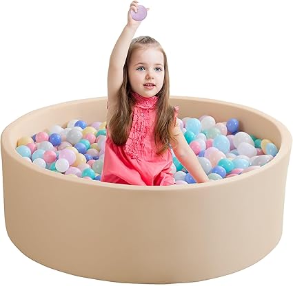 Photo 1 of Ball Pit for Toddlers 35.43''x11.81 Baby Ball Pit Soft Memory Foam Ball Pit Round Kids Ball Pit Indoor and Outdoor Game Kids Play Ball Pool Ideal Gift for Girls and Boys (Beige, NO Balls)
