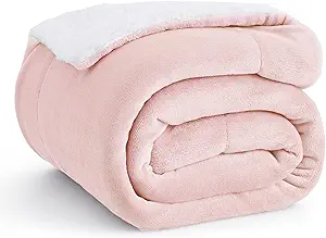 Photo 1 of Bedsure Sherpa Fleece Throw Blanket for Couch - Thick and Warm, Soft Fuzzy Plush Throw Blanket for Winter, Pink, 50x60 Inches
