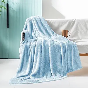 Photo 1 of Exclusivo Mezcla Plush Fuzzy Fleece Throw Blanket Extra Large, Super Soft, Fluffy and Warm Blankets for Couch, Bed, Suitable for All Seasons (50x70 Inches, Light Blue)
