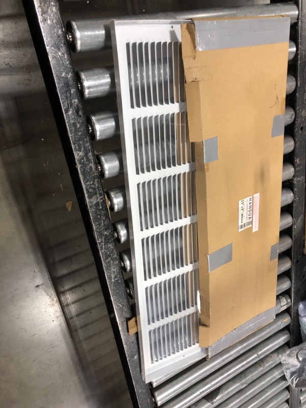 Photo 2 of Fits 30x8 Duct Opening | Steel Baseboard Return Air Grille by Handua | Vent Cover Grill | 7/8" Margin Turnback [Depth] to Fit Baseboard | White | Outer Dimensions: 31.75"W X 9.75 "H