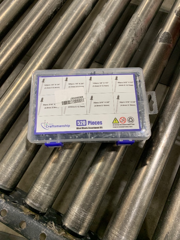 Photo 1 of 520Pcs Black Pop Rivets Assortment Kit 8 Sizes 1/8" 5/32" 3/16" Aluminum Rivets Assorted Blind Rivets with Case for Metal, Marine Boat, Automotive, Railway