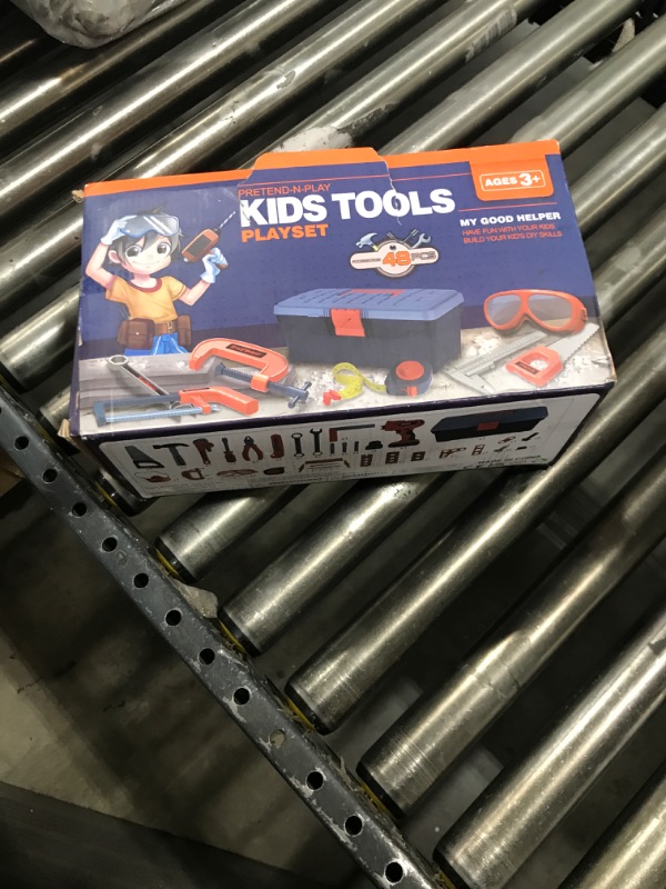 Photo 1 of Kids Tool Set – Zealous 48 pcs Toddler Tool Set with Tool Box & Electronic Toy Drill, Pretend Play Kids Toys, Toy Construction Tools for Kids Ages 3,4,5,6,7,8 Years Old (A-Orange)