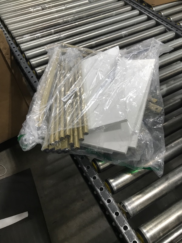 Photo 1 of Tajsoon Entryway Table, 2-Tier Entry Way Console Entrance Table, 41.7”L Narrow Sofa Table with Shelves, Ideal for Hallway, Entryway, Living Room, Foyer, Corridor, and Office (Gold & White)