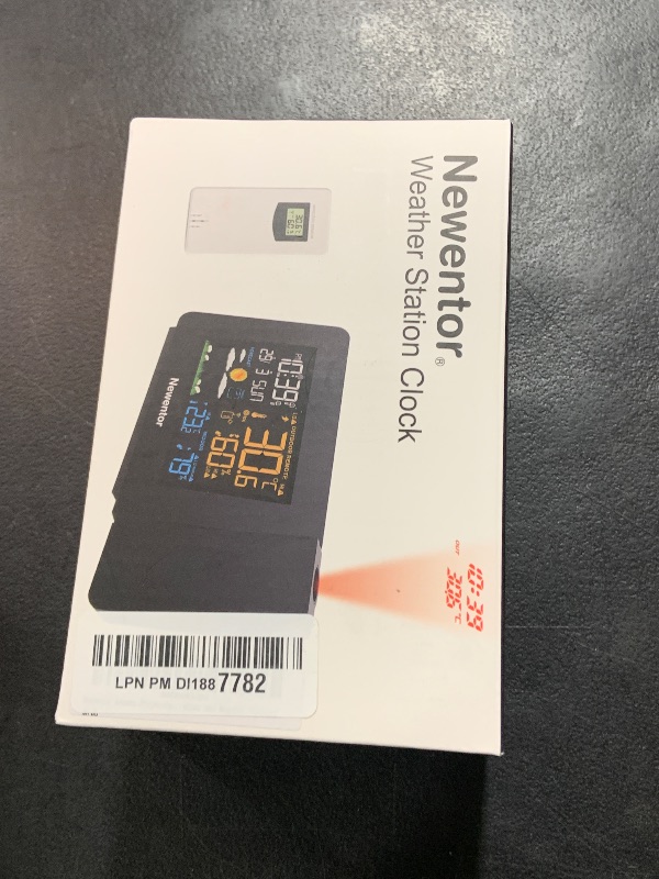 Photo 1 of Newentor Atomic Projection Alarm Clock with Weather Station for Bedrooms, Projector Clocks with WWVB Function, Indoor Outdoor Thermometer Wireless, Temperature Humidity Monitor and Weather Forecast