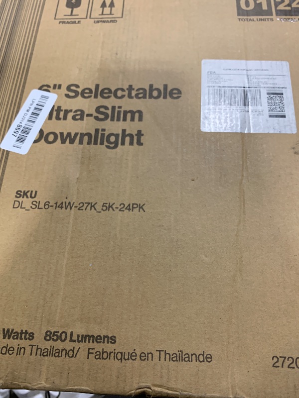 Photo 1 of Sunco 24 Pack 6 Inch Ultra Thin LED Recessed Ceiling Lights Smooth Trim Selectable CCT 2700K, 3000K, 4000K, 5000K, 6000K, Dimmable 14W=100W Wafer Thin Canless with Junction Box