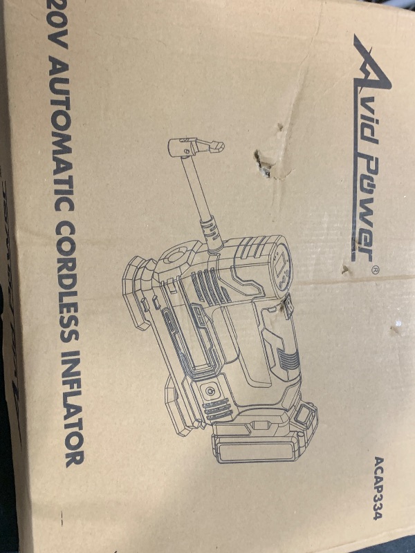 Photo 1 of AVID POWER Tire Inflator Portable Air Compressor, 20V Cordless Car Tire Pump w/Rechargeable Li-ion Battery, 12V Car Power Adapter, Digital Pressure Gauge, 150PSI Tire Compressor for Many Inflatables