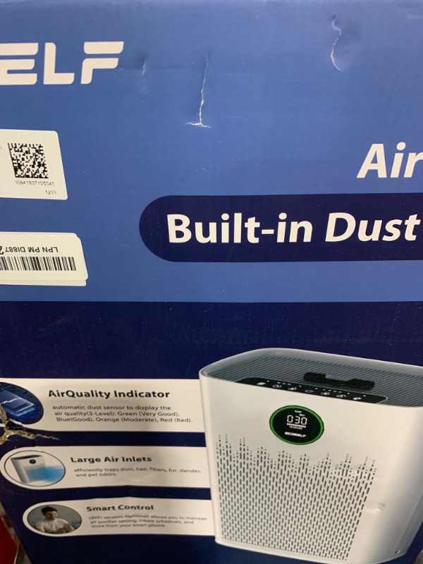 Photo 2 of ECOSELF Smart Air Purifier for Home Large Rooms, with WiFi Control, Smart Mode, AQI Display, 22dB Sleep Mode & Aromatherapy, Covers Up to 1295 Ft² with 2X-Power Filtration, HAP603, Bright White