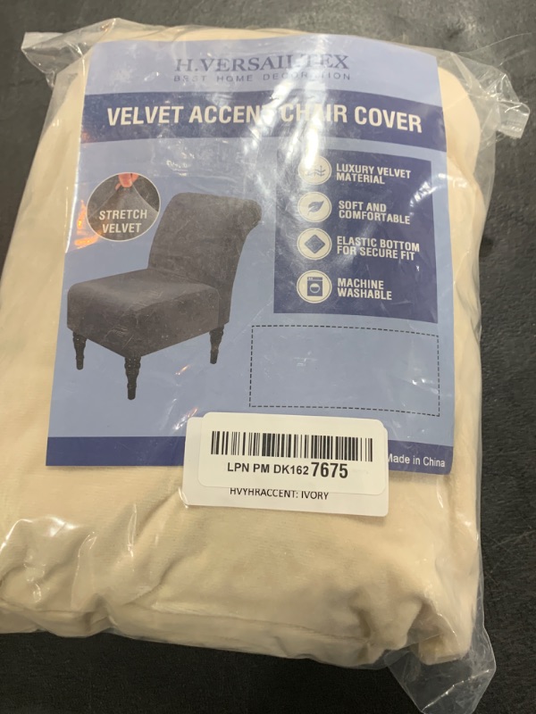 Photo 2 of H.VERSAILTEX Velvet Accent Chair Covers High Stretch Armless Chair Covers for Living Room Luxury Thick Velvet Chair Slipcovers Modern Furniture Protector with Elastic Bottom, Machine Washable, Ivory