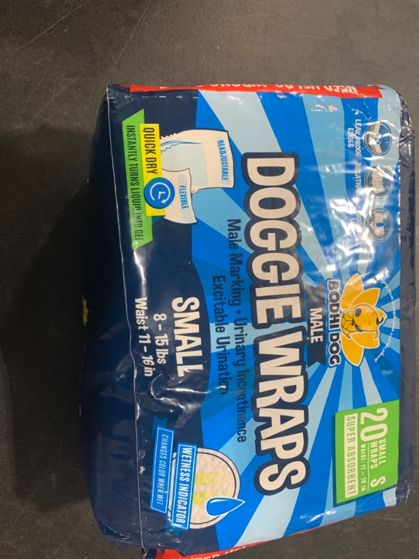 Photo 2 of Bodhi Dog Disposable Male Dog Diapers - Super Absorbent, Leak-Proof Pee Wraps - Adjustable Fit, Comfortable Design, Advanced Moisture Control, and Wetness Indicator - Small (20 Count)