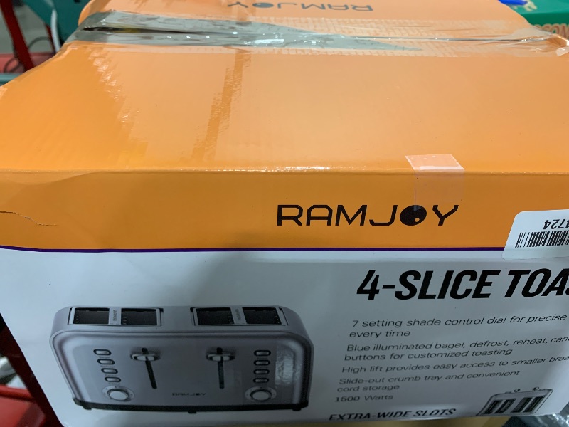 Photo 2 of RAMJOY Toaster 4 Slice, Dual Independent Controls, Extra Wide Slot Toasters for Bagel, Bread, Waffles, 7 Shade Settings, 4 Main Functions, Removable Crumb Tray, 1500 Watts, Brushed Stainless Steel