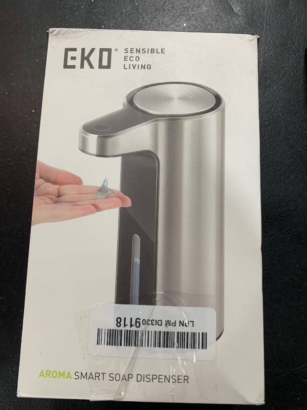 Photo 2 of EKO Aroma Touchless Automatic Soap Dispenser for Bathroom and Kitchen, Liquid Hand Soap Dispenser, Water-Resistant and Rechargeable, 9 fl oz (White)