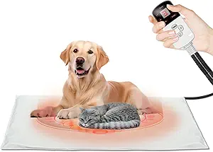 Photo 1 of Pet Heating Pad, 9 Adjustable Temperature Heated Dog Bed, Heated Cat Bed with Chew Resistant Cord, Waterproof and Comfortable Electric Heated Pad with Timer(17.72" x 27.56")