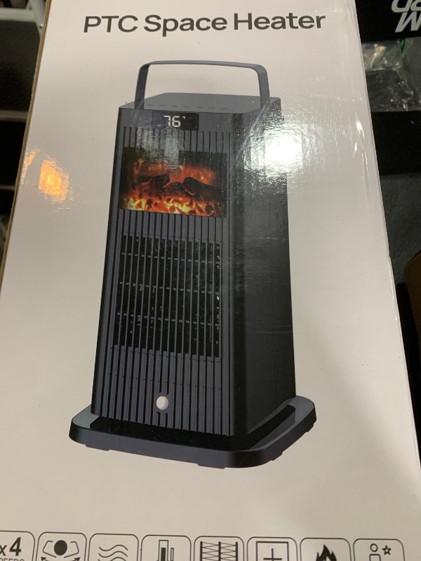 Photo 2 of Space Heater, 2024 Small Space Heaters for Indoor Use, Oscillating Electric Heater with Infrared Sensor & 3D Flame Effect as Mini Fireplace, 1500W ECO Portable Heater for Office/Bedroom/Home/Garage