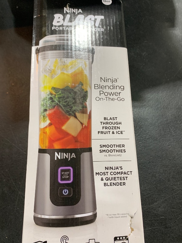 Photo 2 of Ninja BC151BK Blast Portable Blender, Cordless, 18oz. Vessel, Personal Blender-for Shakes & Smoothies, BPA Free, Leakproof-Lid & Sip Spout, USB-C Rechargeable, Dishwasher Safe Parts, Black