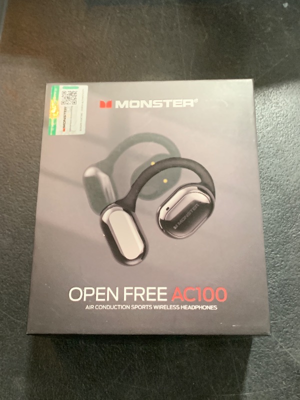 Photo 2 of Monster Open Free AC100 Open Ear Headphones, Bluetooth 5.3 Wireless Headphones with Earhooks, Immersive Stereo Sound by Dual Large Driver, Clear Talk, 30H Playtime,Waterproof Sport Earbuds for Running