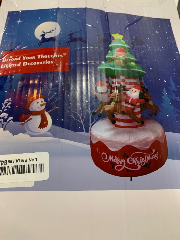 Photo 2 of 9.5 FT 2024 New Christmas Inflatable Outdoor Decoration Large Christmas Tree Carousel Santa Claus Snowman Xmas Tree Blow Ups for Indoor Outside Garden Yard Holiday Decor with LED Lights & Air Blower