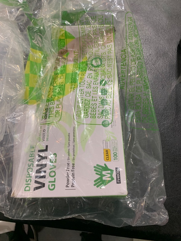 Photo 1 of SWIFTLITE Disposable Vinyl Gloves, Food Safe, Latex-Free Powder-Free Clear Plastic Gloves for Cooking, House Clean, Food Prep (100, Medium)