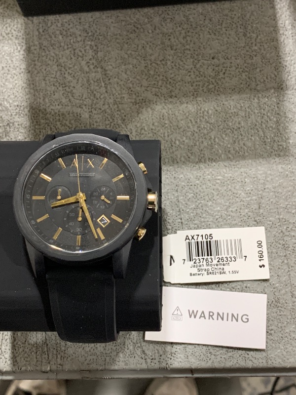 Photo 3 of A?X ARMANI EXCHANGE Men's Chronograph Black Silicone Strap & Luggage Tag Gift Set (Model: AX7105)