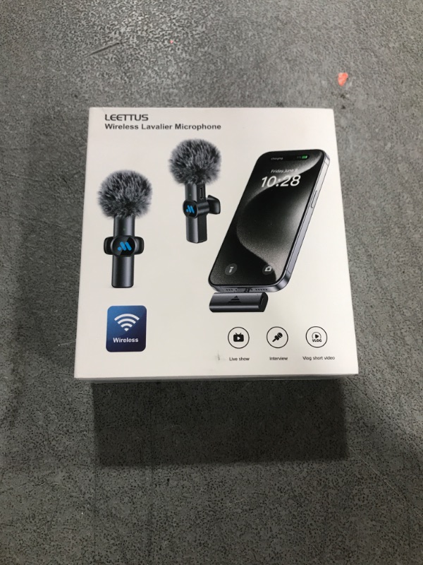 Photo 2 of Leettus 2pcs Lavalier Wireless Microphone for iPhone 15/Android Video Recording,Mini Microphone for Game Live Streaming,Interviews,YouTube,TikTok,Vlog