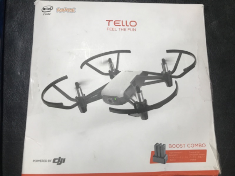 Photo 2 of Ryze Tech Tello Boost Combo - Mini Drone with 5MP Camera, RC Quadcopter with 720p HD Video, 13min Flight Time, Powered by DJI, White UNTESTED