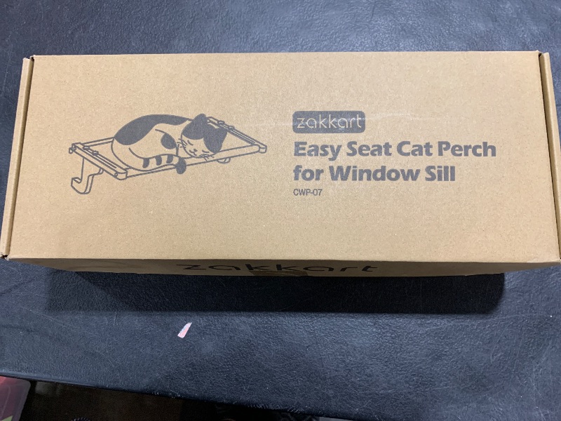 Photo 2 of Zakkart Easy Seat Cat Perch for Window Sill - Hammock Design w/Pine Wood & Robust Metal Frame - Cat Window Seat for Large Cats and Kittens (Natural Color Wood w/White Bed, Medium (23''W x 14''D))