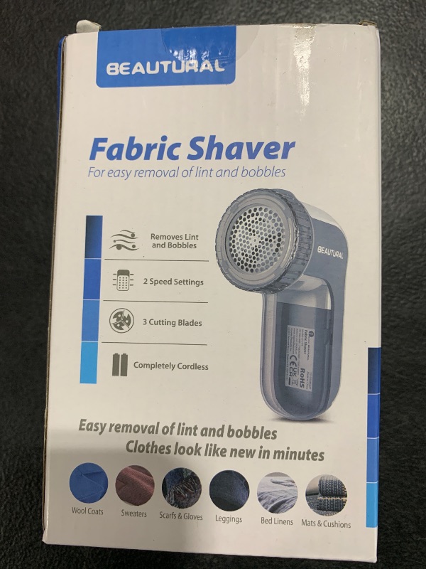 Photo 1 of BEAUTURAL Fabric Shaver and Lint Remover, Sweater Defuzzer with 2-Speeds, 2 Replaceable Stainless Steel Blades, Battery Operated, Remove Clothes Fuzz, Lint Balls, Pills, Bobbles Gray