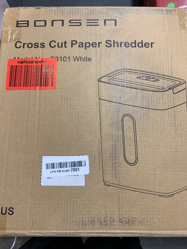 Photo 2 of BONSEN White Paper Shredder for Home Office, 8-Sheet Cross-Cut Paper and Credit Card Small Office Shredders, High Security Level P-4 Ultra Quiet Shredder with 4 Gallons Wastebasket (S3101-W)