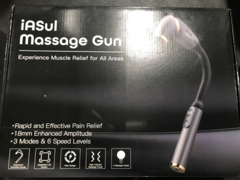 Photo 1 of Massage With Upgraded Extended Handle, Back Massager for Pain Relief Deep Tissue with LCD Screen, Massage Gun Deep Tissue with 4 Massage Heads, Percussion Massage Gun with 3 Modes & 6 Speed Levels