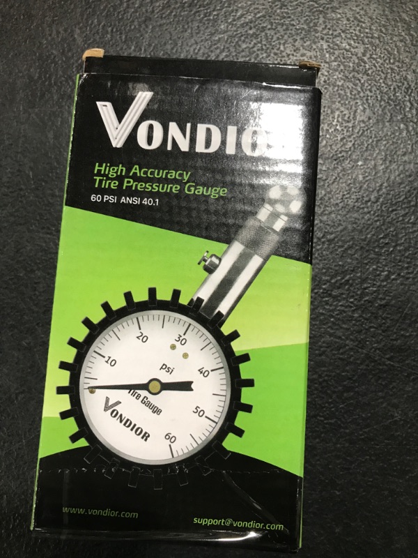 Photo 2 of Tire Pressure Gauge - (0-60 PSI) Heavy Duty, Certified ANSI Accurate with Large 2 Inch Easy to Read Glow Dial, Low - High Air Pressure Gauge. Tire Gauge for Car and Trucks Tires by Vondior (White)