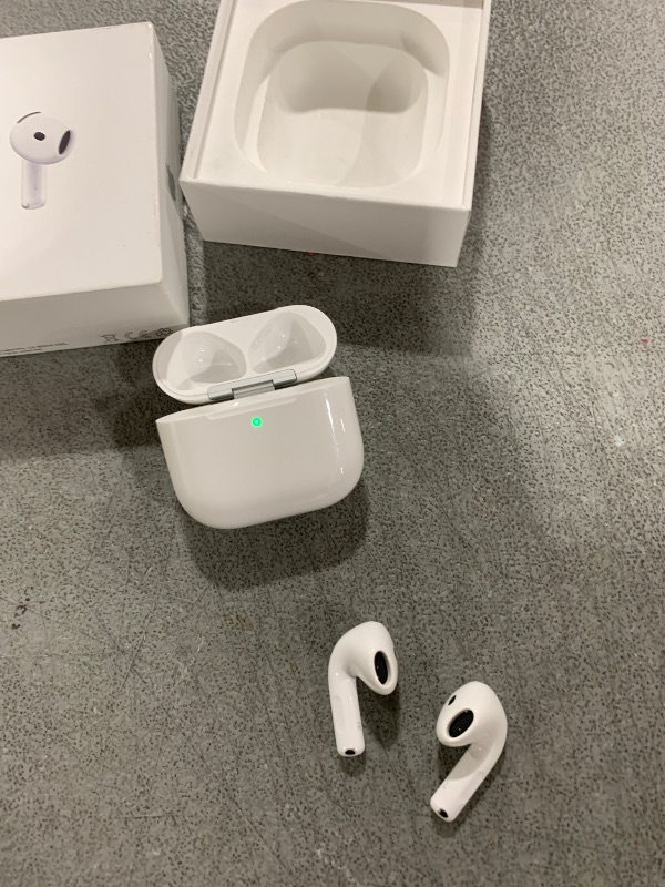 Photo 1 of Apple AirPods 4 Wireless Earbuds, Bluetooth Headphones, Personalized Spatial Audio, Sweat and Water Resistant, USB-C Charging Case, H2 Chip, Up to 30 Hours of Battery Life, Effortless Setup for iPhone