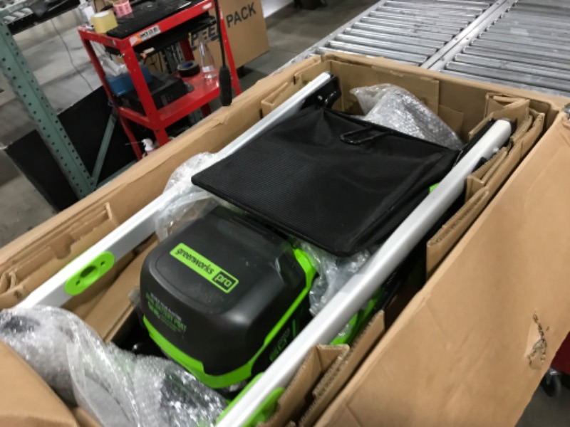 Photo 2 of Greenworks 60V 21” Cordless (Self-Propelled) Lawn Mower (LED Lights + Aluminum Handles), 2 x 4.0Ah Batteries and Dual Port Rapid Charger