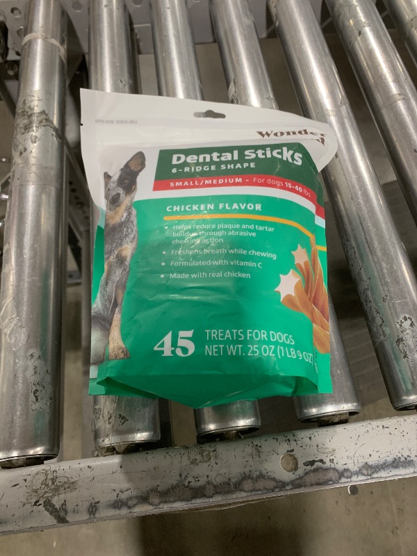 Photo 2 of Wonder Bound Chicken Flavor Dental Sticks for Small/Medium Dogs (15-40 lbs), 6-Ridge Shape for Plaque & Tartar Control, Freshens Breath, Made With Real Chicken, 45 Count