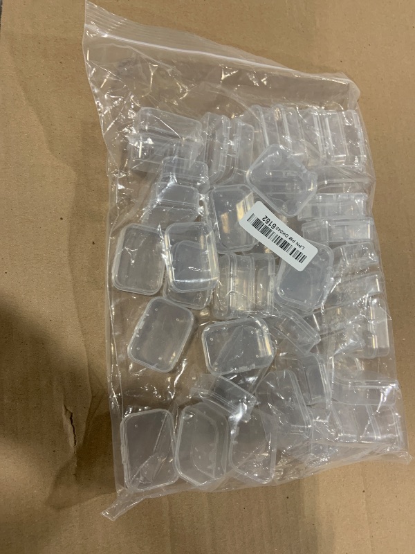Photo 1 of Dahszhi 50Pcs Small Plastic Containers with Lids,Mini Transparent Containers Case,2.16 x 1.57 x 0.79 inch /55x40x20mm(LWH)