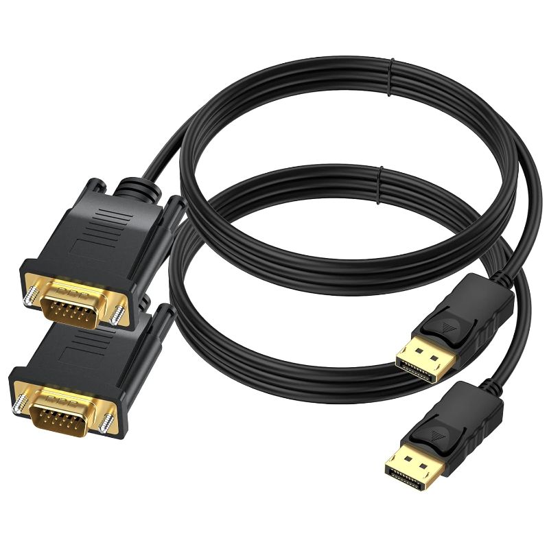 Photo 1 of 2 PACK DISPLAY PORT MALE TO VGA MALE ADAPTER CABLE