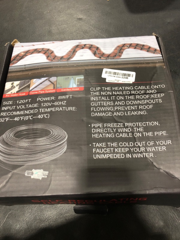 Photo 2 of Heat tape, 120FT Deicing Heating Cable,Pipe (Metal And Plastic) Freeze Protected Water Pipe Heating Cable, Self Regulating Temperature, with Mounting Buckle, 120V 8W/ft