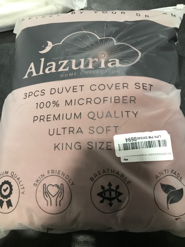 Photo 2 of ALAZURIA King Size Duvet Cover - 3 Piece Bedding Set (1 Duvet Cover & 2 Pillow Shams) Soft Double Brushed Comforter Cover w/Zipper Closure & Corner Ties - No Comforter (104" X 90", Rust Burgundy)