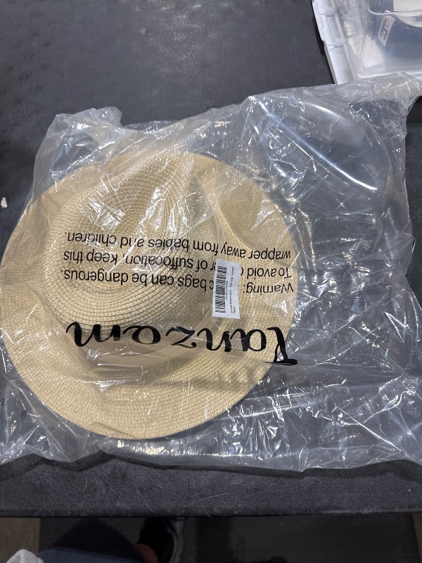 Photo 1 of Lanzom Women Wide Brim Straw Panama Roll up Hat Fedora Beach Sun Hat UPF50+