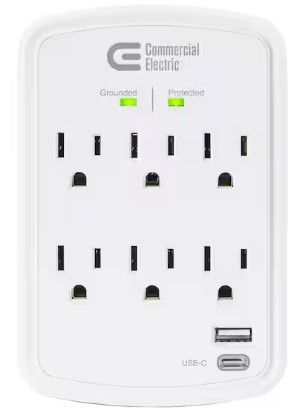 Photo 1 of 6-Outlet Surge Protector Wall Mounted in White
