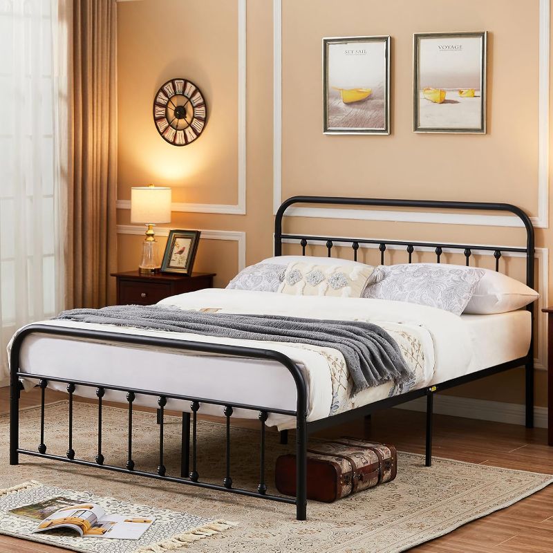 Photo 1 of VECELO Bed Frame, Full Size Metal Platform with Headboard & Footboard, Premium Steel Slat Support Mattress Foundation,No Box Spring Needed
