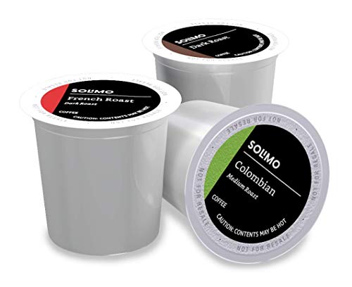 Photo 1 of Amazon Brand - Solimo Assorted Pack (French, Dark, Colombian) Single Serve Cups, 100 Ct EXP 4/2025