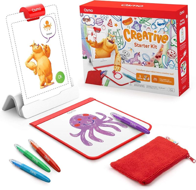 Photo 1 of Osmo - Creative Starter Kit for iPad - 3 Educational Learning Games - Ages 5-10 - Drawing, Word Problems & Early Physics - STEM Toy Gifts for Kids, Boy & Girl - Ages 5 6 7 8 9 10 (Osmo Base Included)
