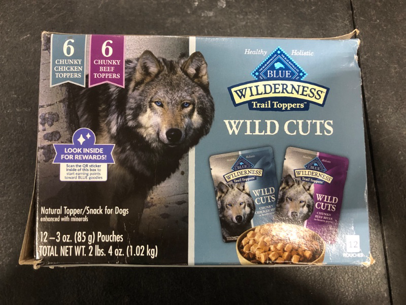 Photo 2 of Blue Buffalo Wilderness Trail Toppers Wild Cuts High Protein Natural Wet Dog Food Variety Pack with Chicken and Beef Bites - 3oz/12ct