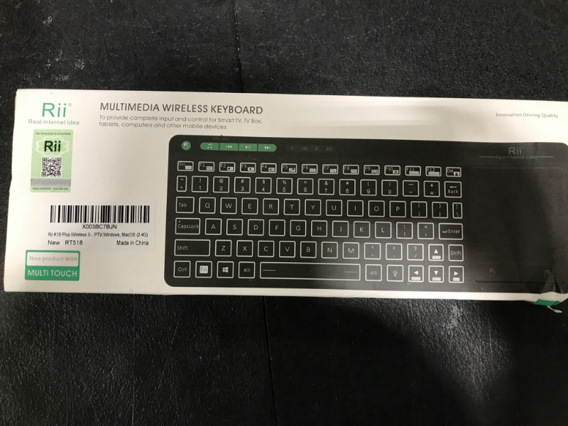 Photo 2 of (Dual Mode) Rii RT518S Wireless and Bluetooth 2-LED Color Backlit Multimedia Keyboard with Multi-Touch Big Size Trackpad,Rechargable Keyboard for Android TV Box,PC,Tablets,Smart TV, HTPC, IPTV,Windows
